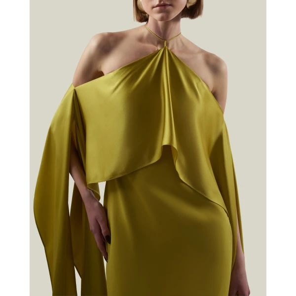 Taller Marmo Nan Dress In Gold Kiwi - Dresses - Italian Luxury Evening Wear at Luxury Shoes 