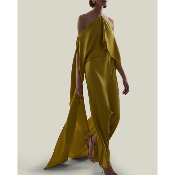 Taller Marmo Nan Dress In Gold Kiwi - Dresses - Italian Luxury Evening Wear at Luxury Shoes 