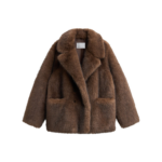 The Frankie Shop Adamello Faux Fur Short Coat - Brown - Oversized Minimalist Coats in Brown - Shop at Luxury Shoes 