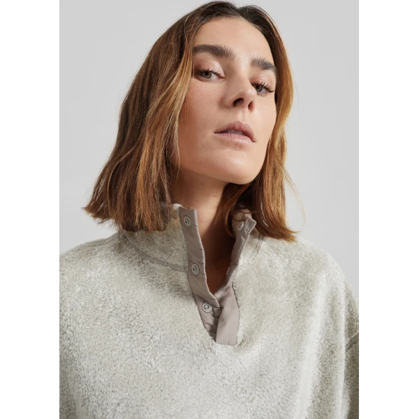 The Frankie Shop Amomento Fluffy Oversized Half Neck Pullover - Grey - Oversized Minimalist Tops in Grey - Shop at Luxury Shoes 