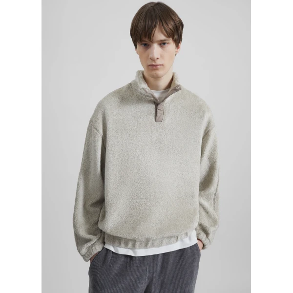 The Frankie Shop Amomento Fluffy Oversized Half Neck Pullover - Grey - Oversized Minimalist Tops in Grey - Shop at Luxury Shoes 