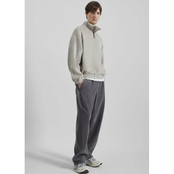 The Frankie Shop Amomento Fluffy Oversized Half Neck Pullover - Grey - Oversized Minimalist Tops in Grey - Shop at Luxury Shoes 