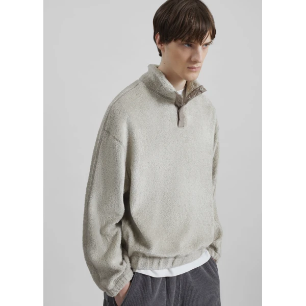 The Frankie Shop Amomento Fluffy Oversized Half Neck Pullover - Grey - Oversized Minimalist Tops in Grey - Shop at Luxury Shoes 