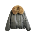 The Frankie Shop Arslev Bomber Jacket - Pale Olive - Oversized Minimalist Jackets in Green - Shop at Luxury Shoes 
