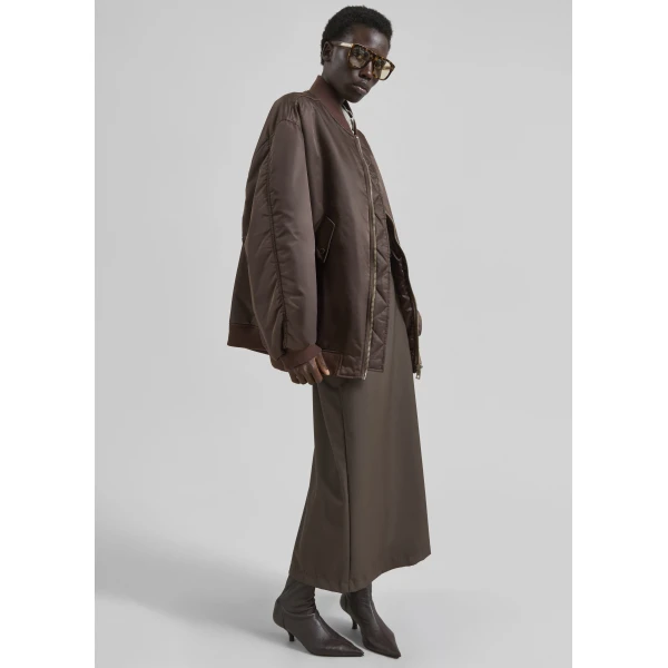 The Frankie Shop Astra Bomber Jacket - Brown - Oversized Minimalist Jackets in Brown - Shop at Luxury Shoes 