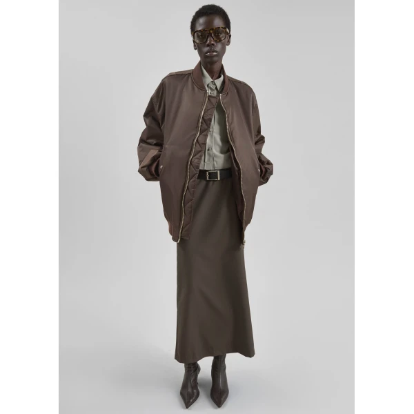 The Frankie Shop Astra Bomber Jacket - Brown - Oversized Minimalist Jackets in Brown - Shop at Luxury Shoes 