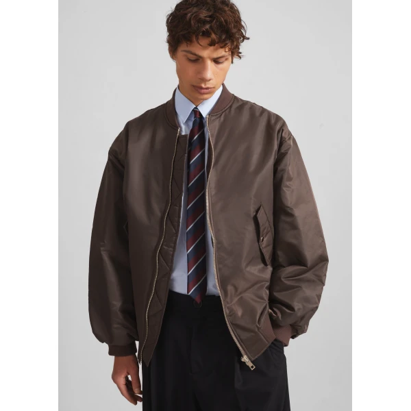 The Frankie Shop Astra Bomber Jacket - Brown - Oversized Minimalist Jackets in Brown - Shop at Luxury Shoes 