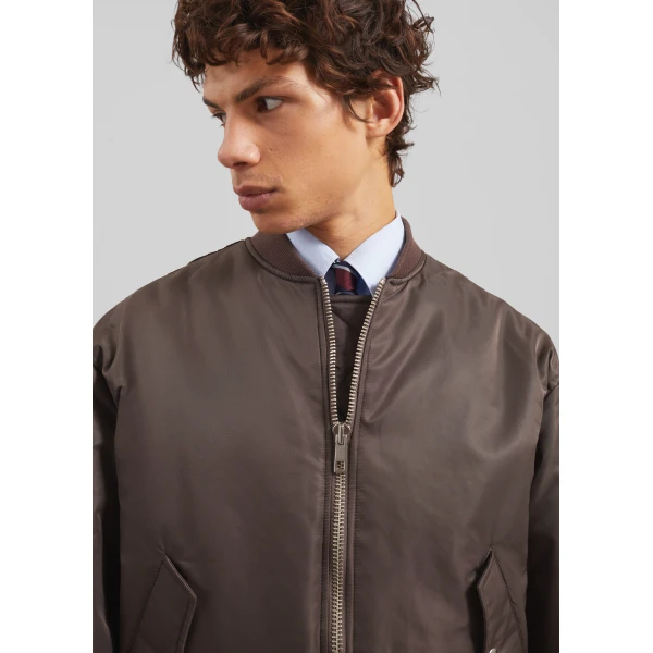 The Frankie Shop Astra Bomber Jacket - Brown - Oversized Minimalist Jackets in Brown - Shop at Luxury Shoes 
