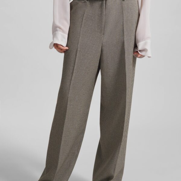 The Frankie Shop Aubel Belted Straight Pants – Black Houndstooth, view 2