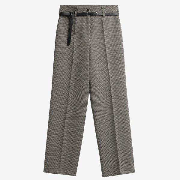 The Frankie Shop Aubel Belted Straight Pants – Black Houndstooth, view 9