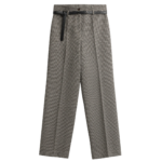 The Frankie Shop Aubel Belted Straight Pants - Black Houndstooth - Oversized Minimalist Pants in Black - Shop at Luxury Shoes 