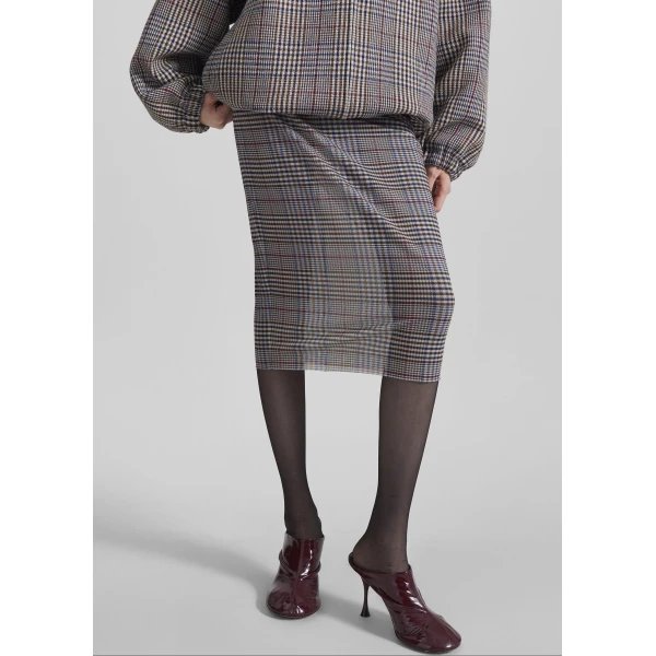 The Frankie Shop Aurora Sheer Mesh Skirt - Beige Glen Plaid - Oversized Minimalist Skirts in Beige - Shop at Luxury Shoes 
