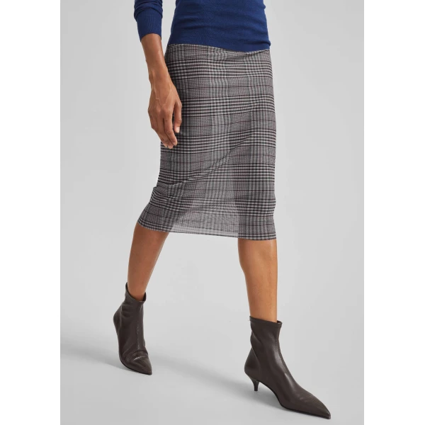 The Frankie Shop Aurora Sheer Mesh Skirt - Beige Glen Plaid - Oversized Minimalist Skirts in Beige - Shop at Luxury Shoes 