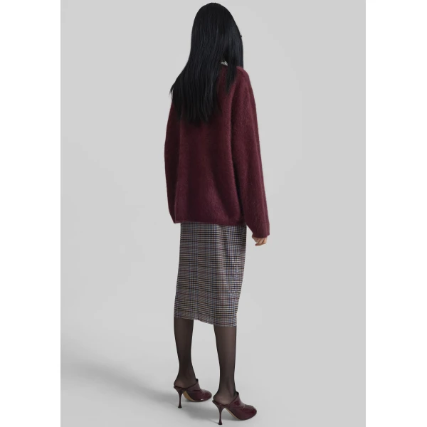 The Frankie Shop Aurora Sheer Mesh Skirt - Beige Glen Plaid - Oversized Minimalist Skirts in Beige - Shop at Luxury Shoes 