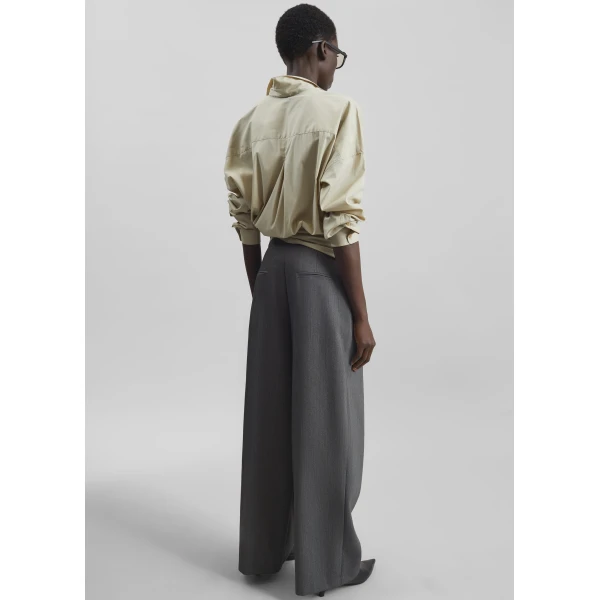 The Frankie Shop Avray Pleated Trousers - Grey - Oversized Minimalist Pants in Grey - Shop at Luxury Shoes 