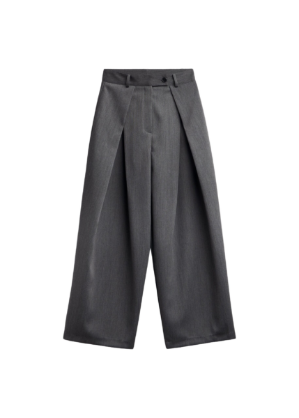 The Frankie Shop Avray Pleated Trousers - Grey - Oversized Minimalist Pants in Grey - Shop at Luxury Shoes 