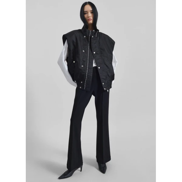 The Frankie Shop Aysen Sleeveless Bomber Jacket - Black - Oversized Minimalist Jackets in Black - Shop at Luxury Shoes 