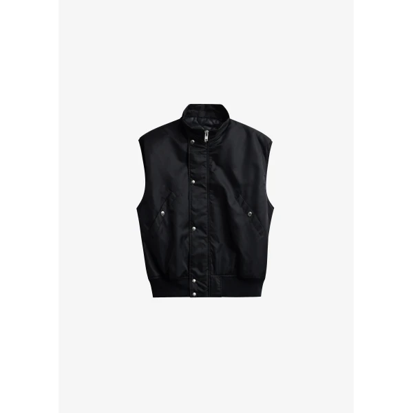 The Frankie Shop Aysen Sleeveless Bomber Jacket - Black - Oversized Minimalist Jackets in Black - Shop at Luxury Shoes 