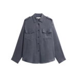 The Frankie Shop Balsta Cargo Shirt - Dark Grey - Oversized Minimalist Tops in Grey - Shop at Luxury Shoes 