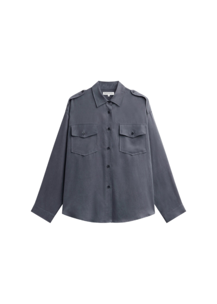The Frankie Shop Balsta Cargo Shirt - Dark Grey - Oversized Minimalist Tops in Grey - Shop at Luxury Shoes 