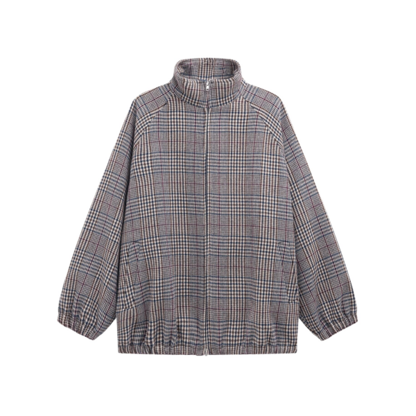 The Frankie Shop Baxter Wool Track Jacket – Beige Glen Plaid