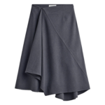 The Frankie Shop Bayel Flared Midi Skirt - Dark Grey - Oversized Minimalist Skirts in Grey - Shop at Luxury Shoes 