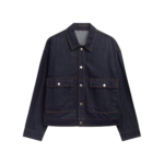 The Frankie Shop Belden Boxy Denim Jacket - Dark Wash - Oversized Minimalist Jackets in Blue - Shop at Luxury Shoes 