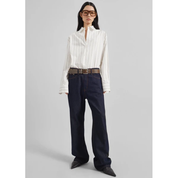 The Frankie Shop Belden Straight Leg Jeans - Dark Wash - Oversized Minimalist Pants in Blue - Shop at Luxury Shoes 