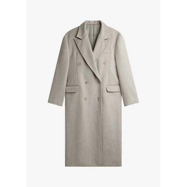 The Frankie Shop Bellace Wool Coat - Taupe - Oversized Minimalist Coats in Brown - Shop at Luxury Shoes 