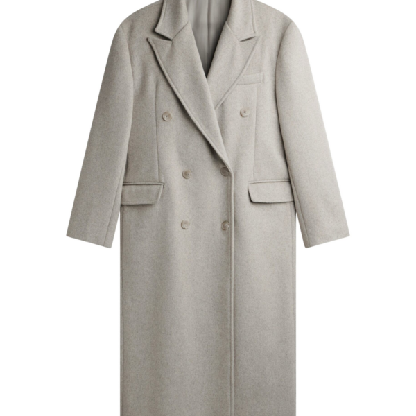 The Frankie Shop Bellace Wool Coat - Taupe - Oversized Minimalist Coats in Brown - Shop at Luxury Shoes 