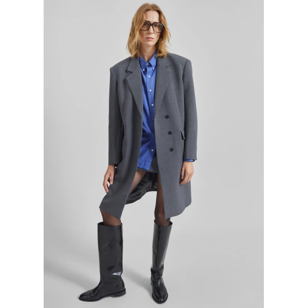 The Frankie Shop Bijnor Oxford Shirt - Blue - Oversized Minimalist Tops in Blue - Shop at Luxury Shoes 