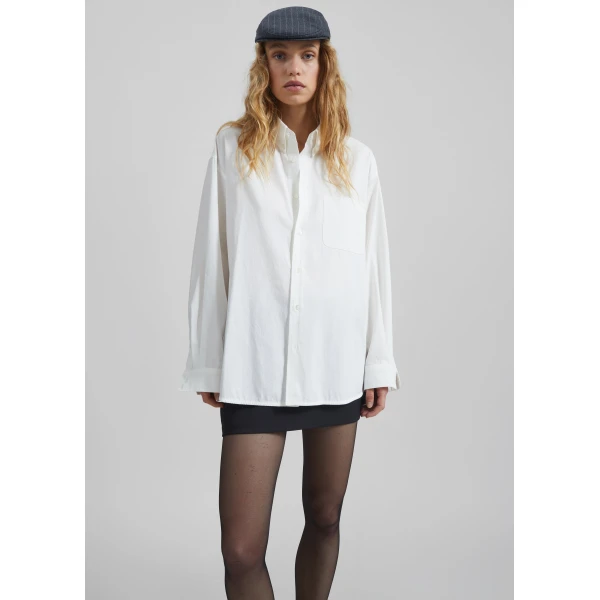 The Frankie Shop Bijnor Oxford Shirt - White - Oversized Minimalist Tops in White - Shop at Luxury Shoes 
