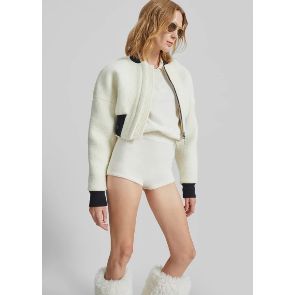 The Frankie Shop Bresica Knit Hot Pants - Ivory - Oversized Minimalist Shorts in Ivory - Shop at Luxury Shoes 