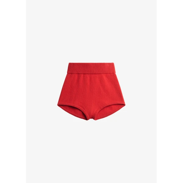 The Frankie Shop Bresica Knit Hot Pants - Red - Oversized Minimalist Shorts in Red - Shop at Luxury Shoes 
