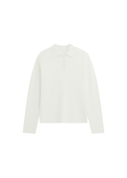 The Frankie Shop Bresica Knit Polo Sweater - Ivory - Oversized Minimalist Knitwear in Ivory - Shop at Luxury Shoes 