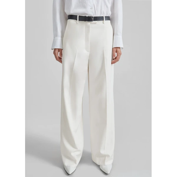 The Frankie Shop Brickell Trousers - Ivory - Oversized Minimalist Pants in Ivory - Shop at Luxury Shoes 
