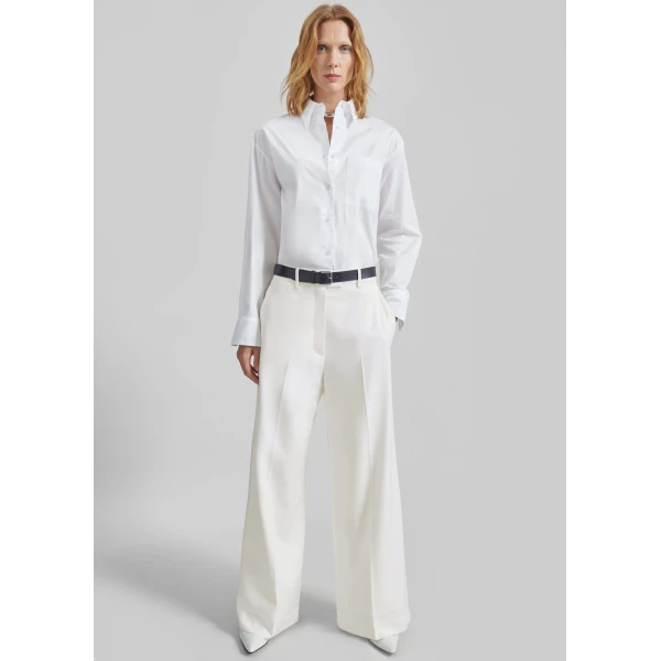 The Frankie Shop Brickell Trousers - Ivory - Oversized Minimalist Pants in Ivory - Shop at Luxury Shoes 