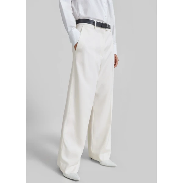 The Frankie Shop Brickell Trousers - Ivory - Oversized Minimalist Pants in Ivory - Shop at Luxury Shoes 