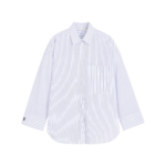 The Frankie Shop By Malene Birger Derris Shirt - White/Black Mix Stripe - Oversized Minimalist Tops in Black - Shop at Luxury Shoes 
