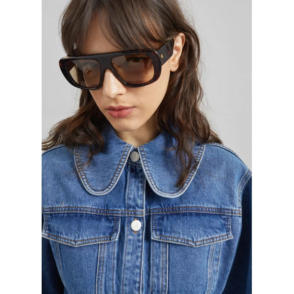 The Frankie Shop By Malene Birger Villies Jacket - Mid Denim Blue - Oversized Minimalist Jackets in Blue - Shop at Luxury Shoes 
