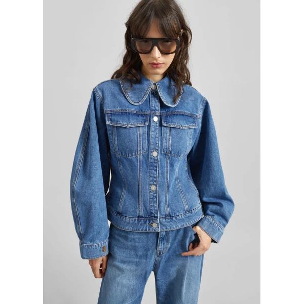 The Frankie Shop By Malene Birger Villies Jacket - Mid Denim Blue - Oversized Minimalist Jackets in Blue - Shop at Luxury Shoes 