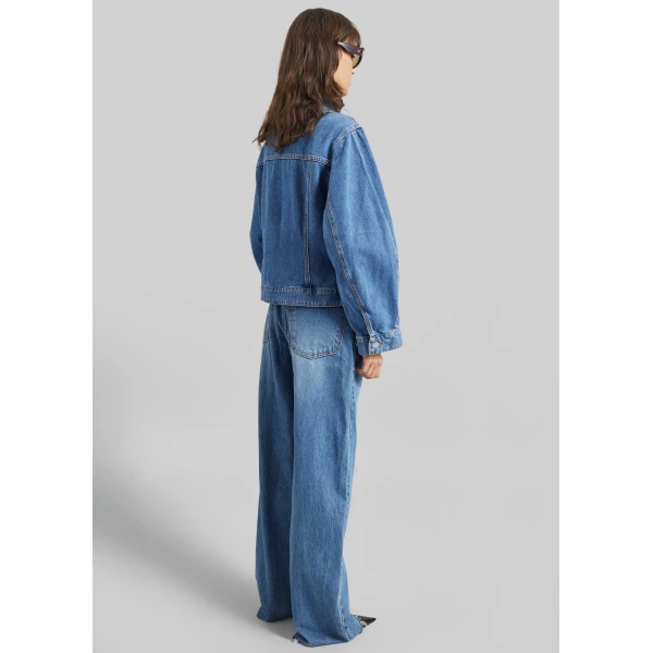 The Frankie Shop By Malene Birger Villies Jacket - Mid Denim Blue - Oversized Minimalist Jackets in Blue - Shop at Luxury Shoes 