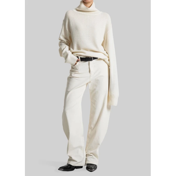 The Frankie Shop Caistor Corduroy Barrel Leg Pants - Ivory - Oversized Minimalist Pants in Ivory - Shop at Luxury Shoes 