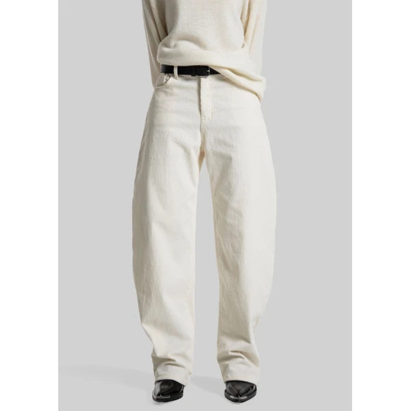 The Frankie Shop Caistor Corduroy Barrel Leg Pants - Ivory - Oversized Minimalist Pants in Ivory - Shop at Luxury Shoes 