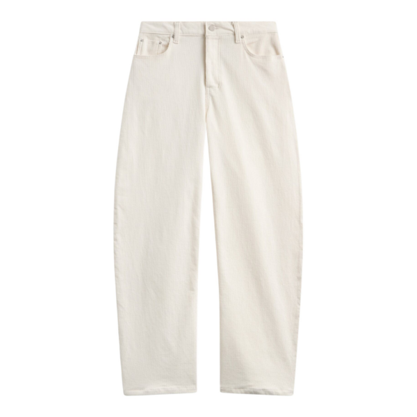 The Frankie Shop Caistor Corduroy Barrel Leg Pants - Ivory - Oversized Minimalist Pants in Ivory - Shop at Luxury Shoes 