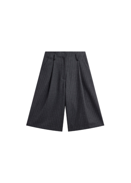 The Frankie Shop Carlow Bermuda Shorts - Charcoal/White Pinstripe - Oversized Minimalist Shorts in White - Shop at Luxury Shoes 