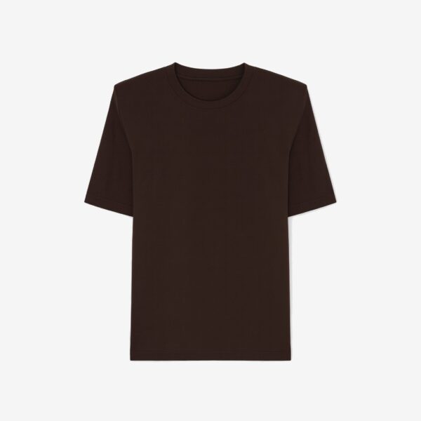 The Frankie Shop Carrington Padded Shoulder Tee – Brown Top, view 7