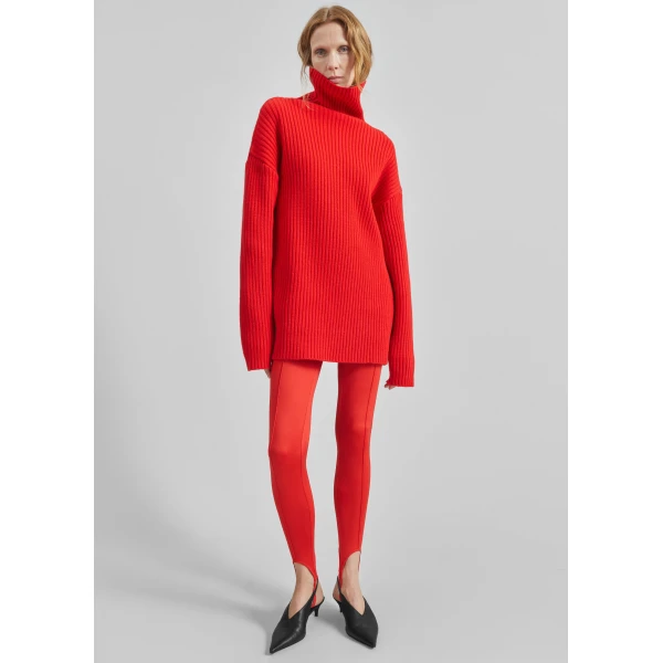 The Frankie Shop Caserta Stirrup Leggings - Red - Oversized Minimalist Pants in Red - Shop at Luxury Shoes 