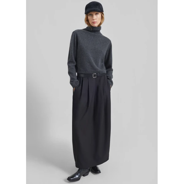 The Frankie Shop Claremont Cocoon Skirt - Black - Oversized Minimalist Skirts in Black - Shop at Luxury Shoes 