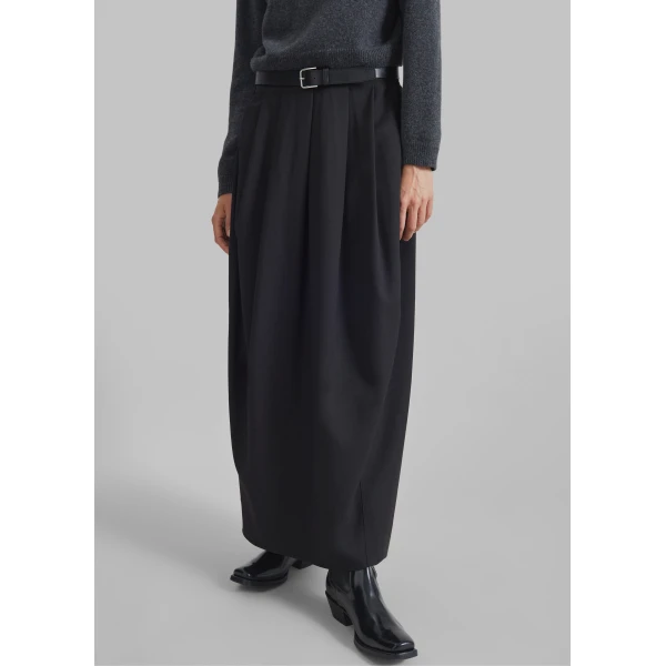 The Frankie Shop Claremont Cocoon Skirt - Black - Oversized Minimalist Skirts in Black - Shop at Luxury Shoes 